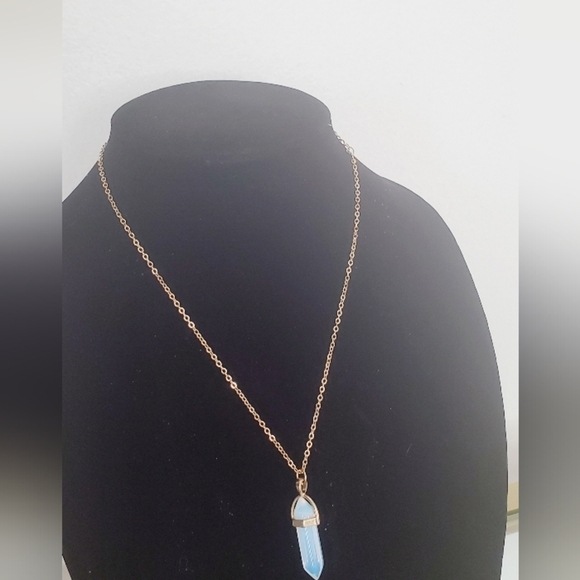 Blue Ice Crystal Hexagonal Pendant Necklace🌴 - Picture 3 of 6